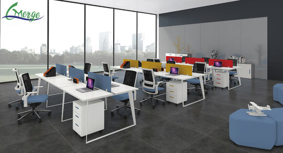 Wood Material Open Space Office Workstation with 4 Compartments 2 Shelves