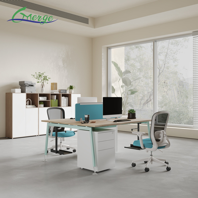 Wood Open Space Office Workstation Lockable Drawers and Customizable Options for Business Needs